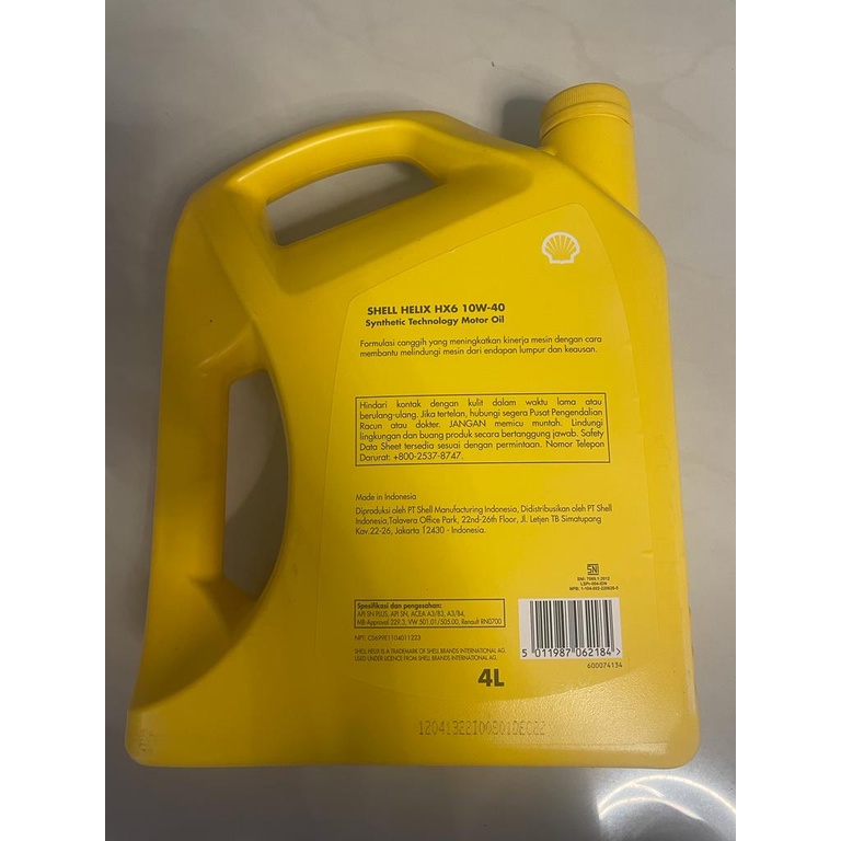 oli shell helix hx6 10w 40 4 liter ORIGINAL 100PERSEN HX6