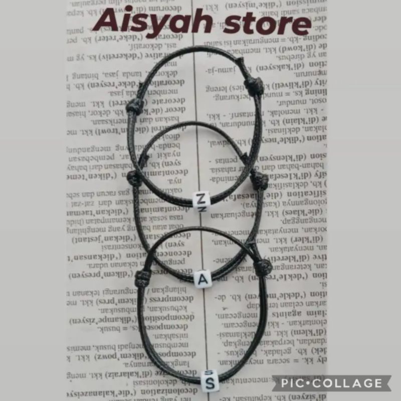 gelang  1,5 mm inisial kubik putih