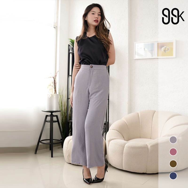 Korean Long Pants Crinkle Celana Panjang Crinkle 1636 (S-XL)