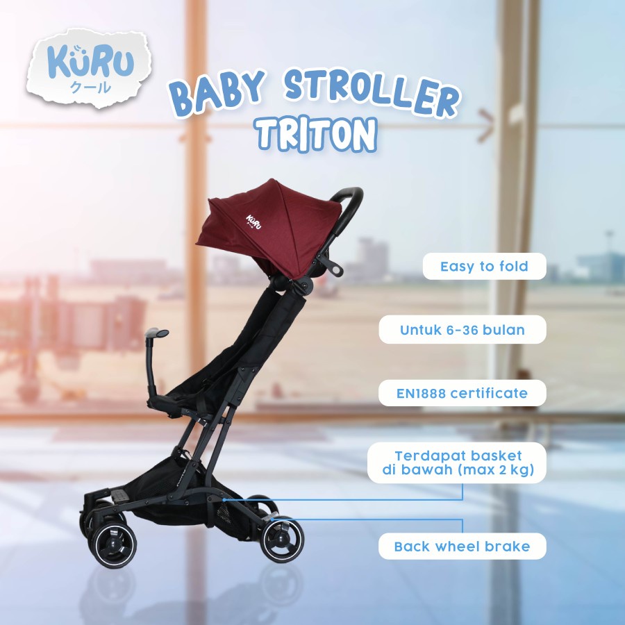 KURU Triton Compact Size Stroller | Kereta Dorong Bayi Cabin Size mbs