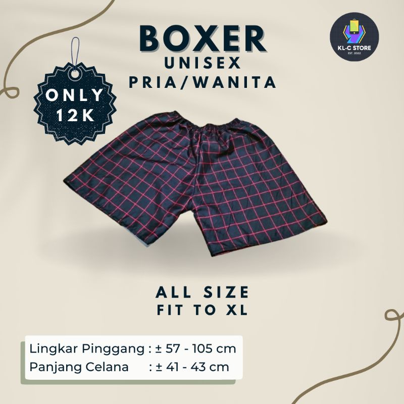 GRATIS ONGKIR CELANA PENDEK BOXER KOLOR MURAH Motif Kotak Hitam Garis Merah Murah Unisex Pria Wanita