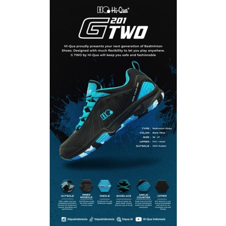 sepatu badminton hiqua g-two original