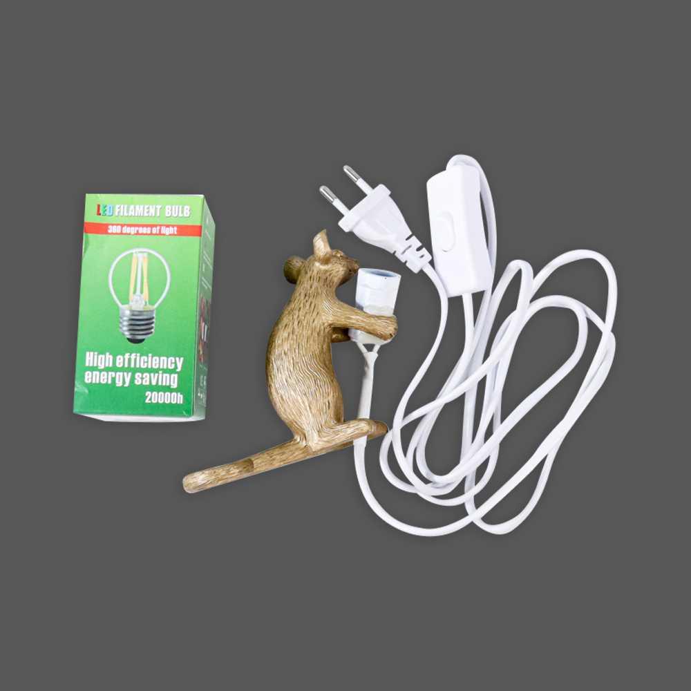 Lampu Meja Belajar LED Model Mouse Nordic E12 4W Warm White - RJ01 - Golden