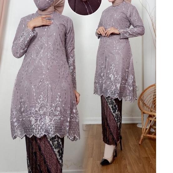 ❀ Set Kebaya Tunik Brukat Resleting Depan (XXL) Kebaya Modern Kebaya Wisuda Baju Kebaya Modern ➤