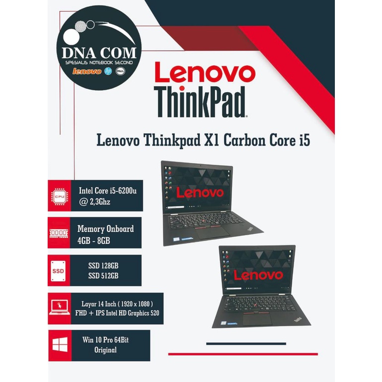 Lenovo Thinkpad X1 Carbon i5 / i7 Gen 6 4th | i7 Gen 7 5th | Murah / Bergaransi