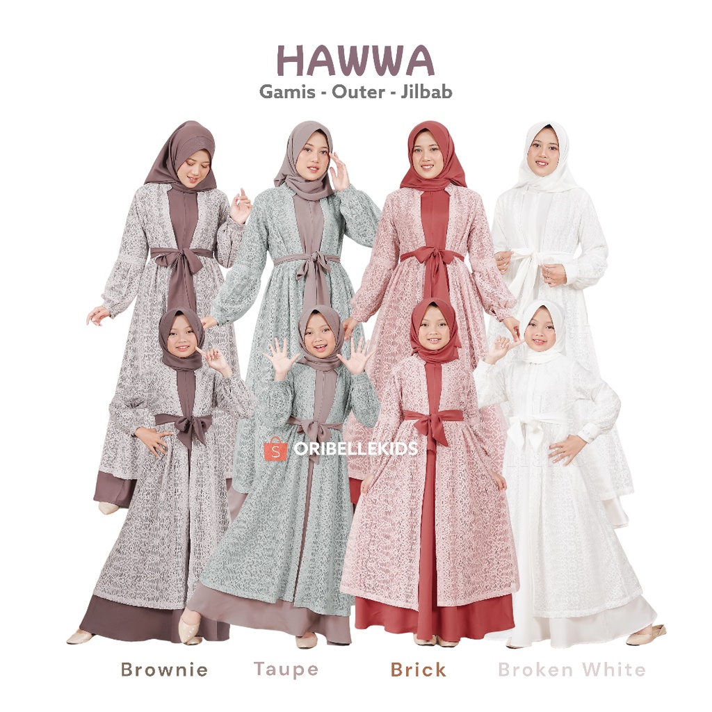 Hawwa by Oribelle/dress muslim/gamis couple ibu dan anak/sarimbit keluarga/one set/baju lebaran/gami
