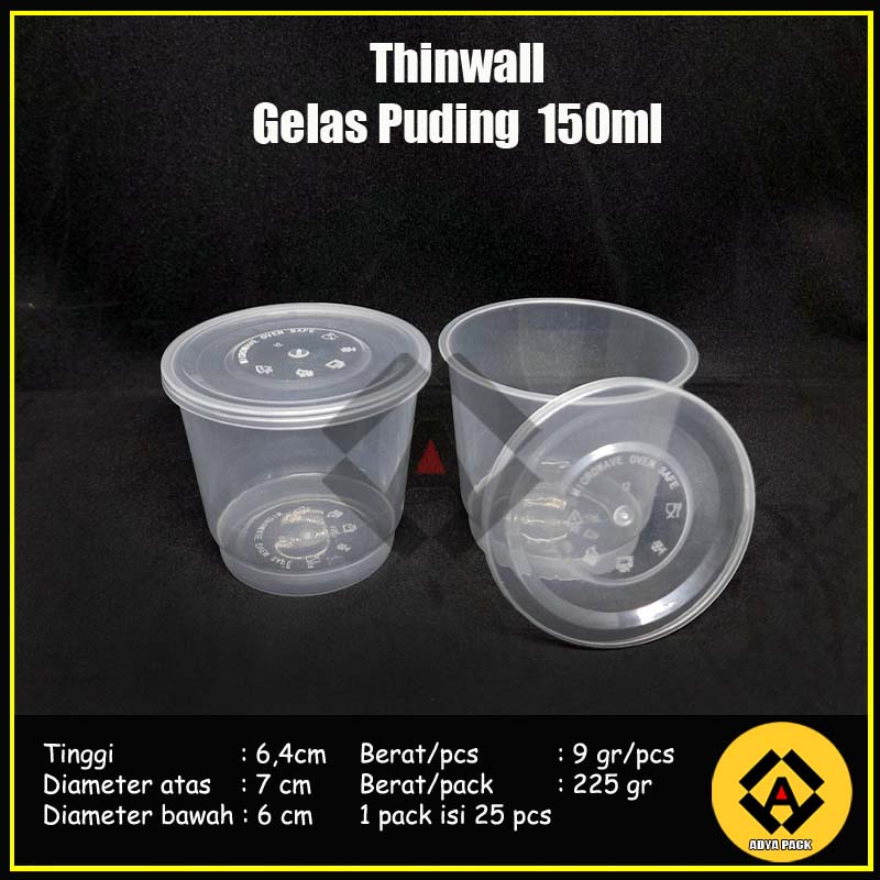 Thinwall 150 ml BULAT CUP + Tutup - Gelas Merpati Wadah Plastik Tebal Puding Pudding Jelly Agar [ECERAN]