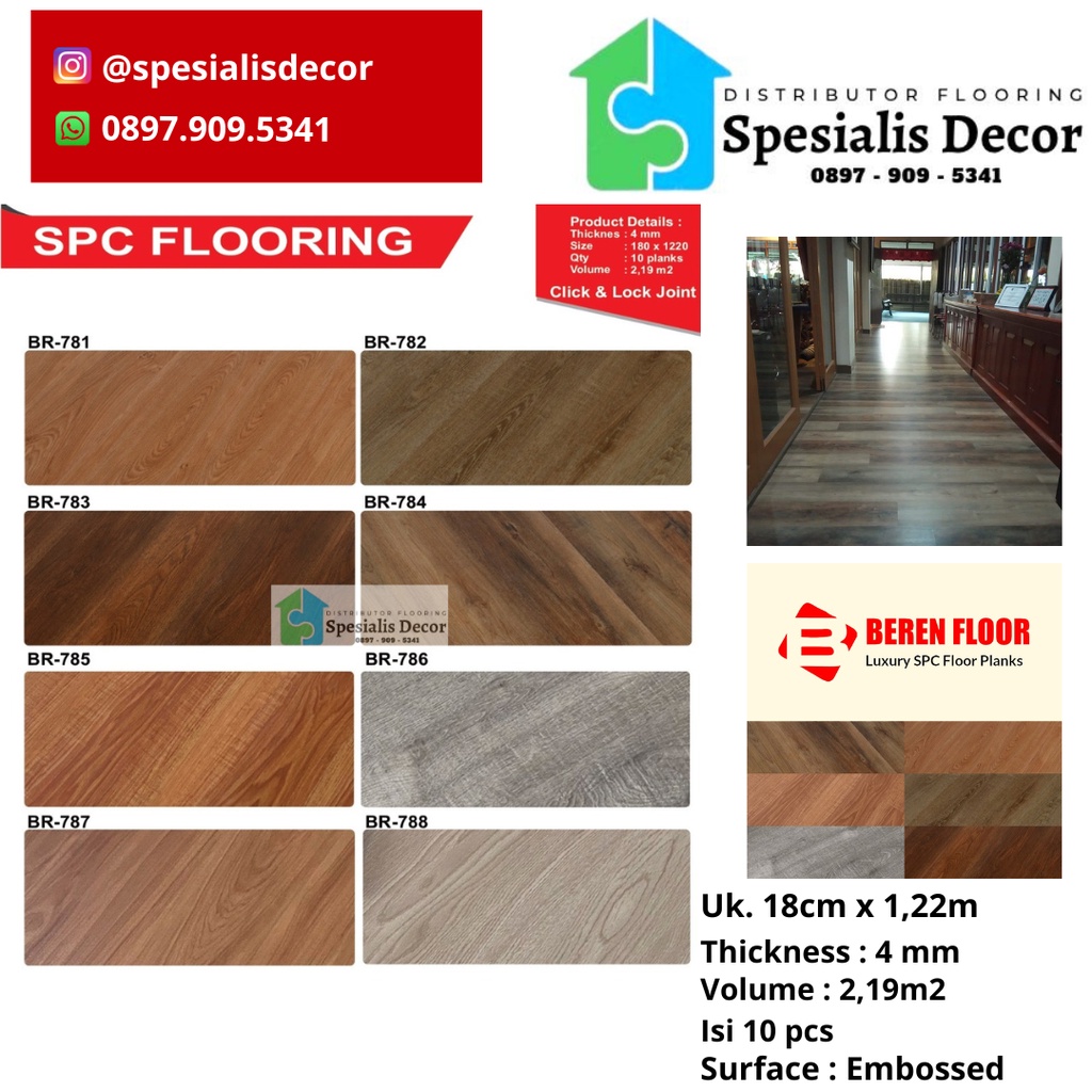 vinyl spc lantai merk beren tebal 4mm