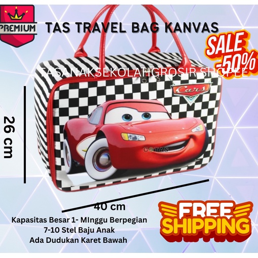 PROMO TERMURAH + FREE ONGKIR !!! Tas Travel Kanvas Jumbo Cars Catur