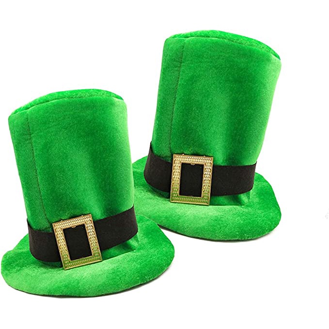 Topi Hijau Green Leprechaun Top Hat Velvet Shamrock Top Hat Irish Festival St. Patrick’s day