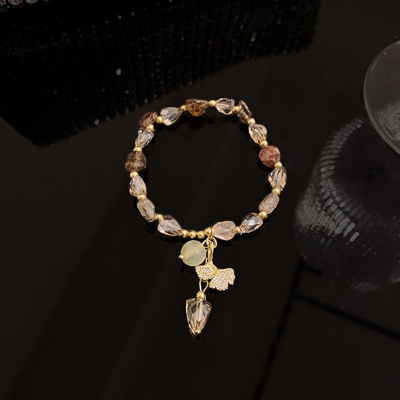 Gelang Daun Berlian Kristal Mewah Perhiasan Tangan Opal Super Lucu