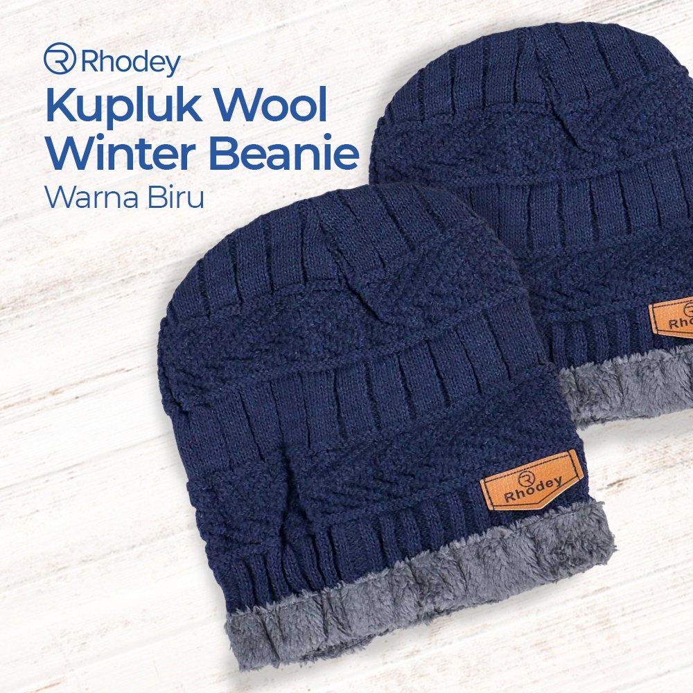 Rhodey Kupluk Wool Winter Beanie Hat - Blue