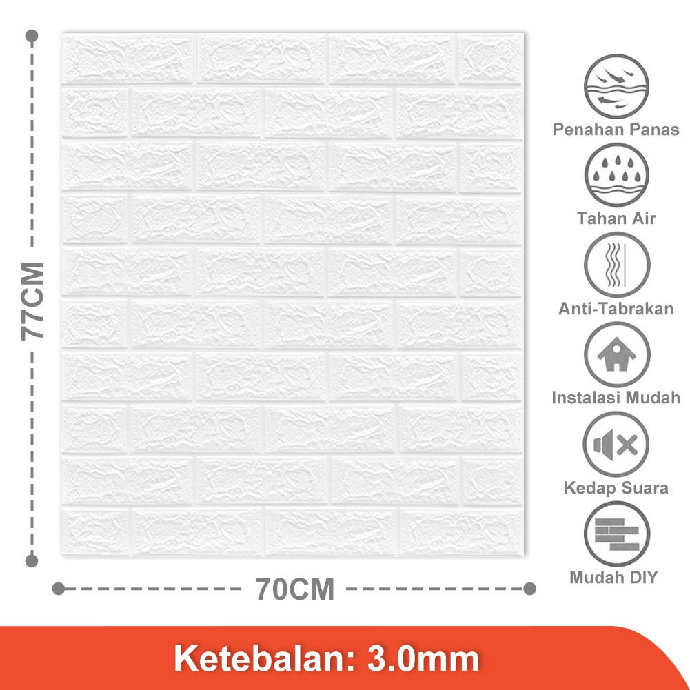 Wallpaper Dinding Foam 3D Dekor Kamar Motif Batu Bata Wallpaper High Quality