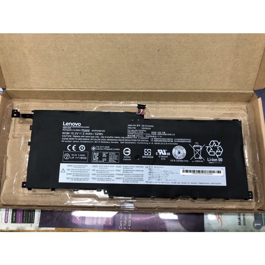 Baterai Lenovo ThinkPad X1 Carbon Gen 4 Yoga 01AV439 01AV409 00HW028