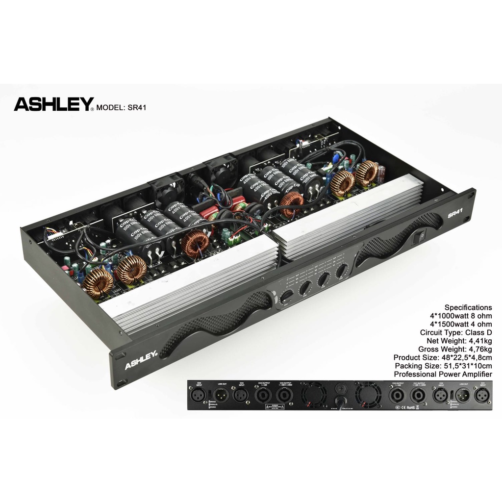 Power Amplifier 4 Channel ASHLEY SR41 SR 41 Class D Original  4*1000 Watt