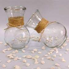 Paket vas kaca tali rami + tatakan / Vas Kaca Bulat tali rami / Vas Kaca rami / Vas Kaca murah / Vas