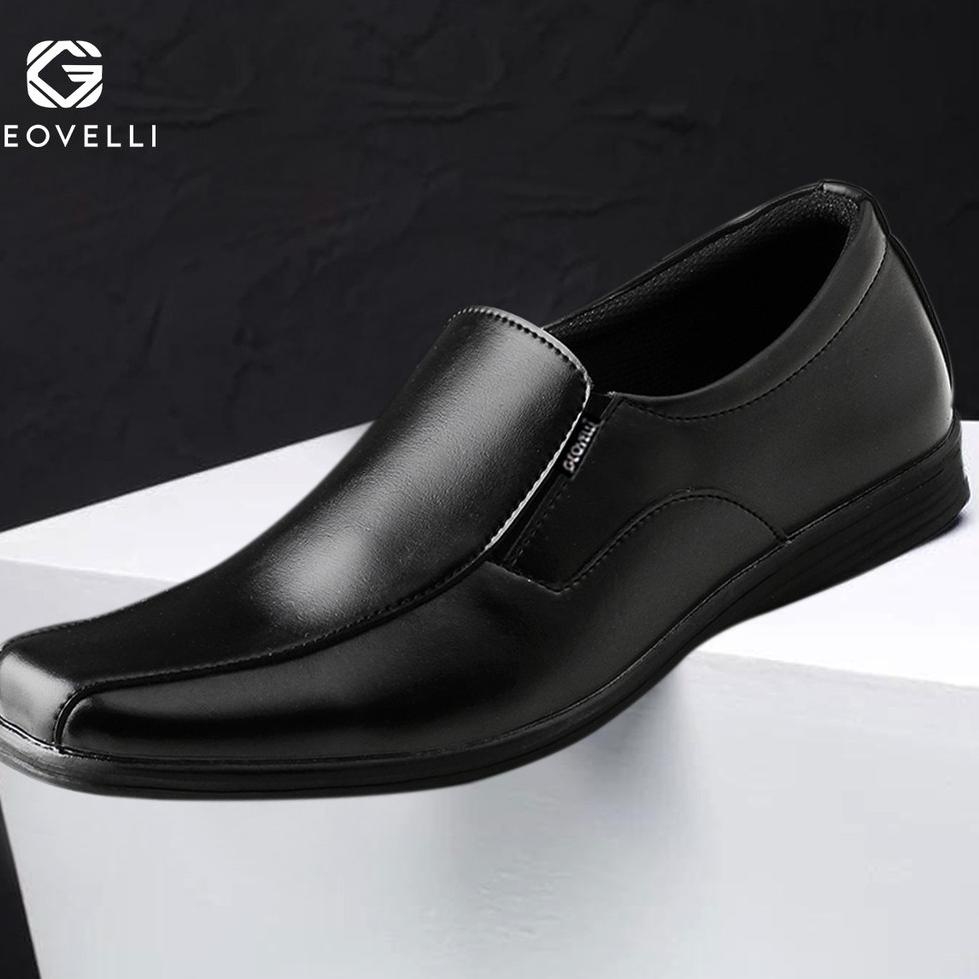 MURAH MERIAH GEOVELLI Sepatu Pantofel Pantopel Kulit Pria Murah Pendek Formal Kerja Kantor Hitam Gud