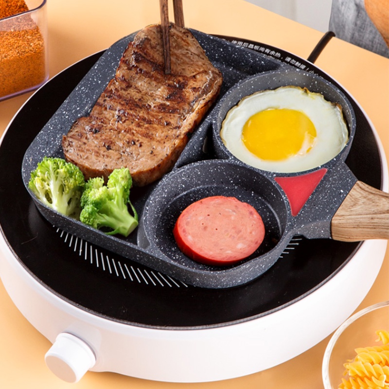 Burger Egg Grill Frying Pan 2 Lubang 1 Pan Anti Lengket