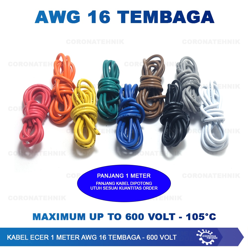 Kabel Ecer 1 Meter AWG 16 Tembaga - 600 Volt