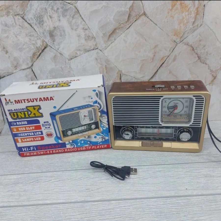 Radio Klasik Mitsuyama Ms-4020BT Unix Portabel USB Bluetooth// MS-4020BT UNIX
