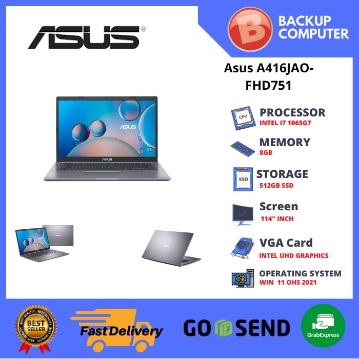 LAPTOP ASUS A416JAO-FHD751 Grey i7-1065G7