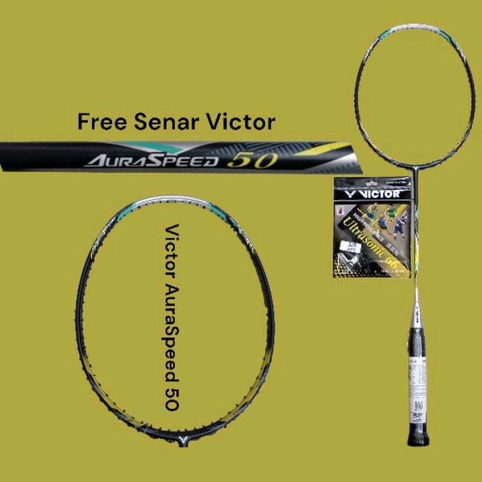 Raket Badminton Victor AuraSpeed 50 + Senar victor olahraga basket volly tenis meja