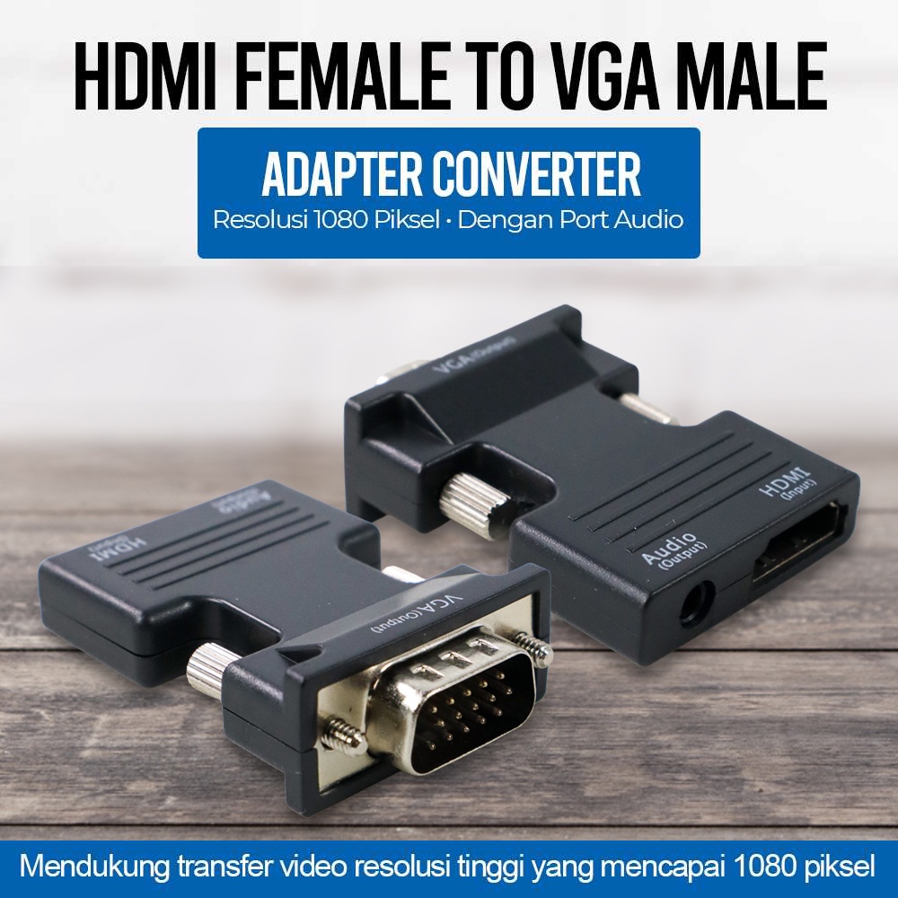 Adapter Converter HDMI Female to VGA Male 1080P Audio Port - HV1002