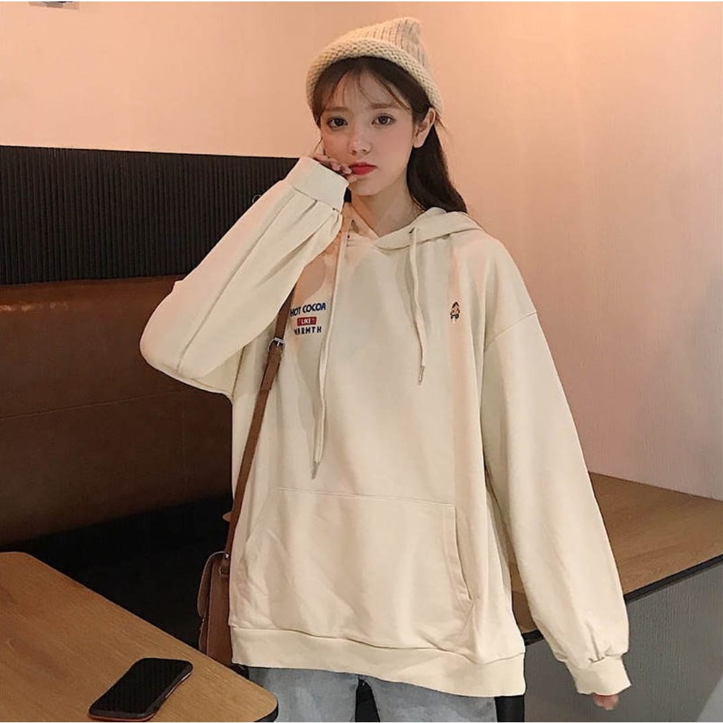 HOT COCOA HOODIE SWEATER OVERSIZE WANITA KOREAN STYLE TERBARU