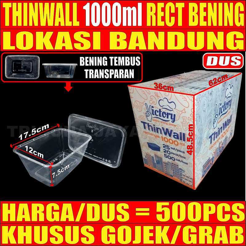 Thinwall 1000 ml Kotak Panjang 500 pcs Per Dus Tempat Makan Box Nasi 1000ml Murah Food Container Ban