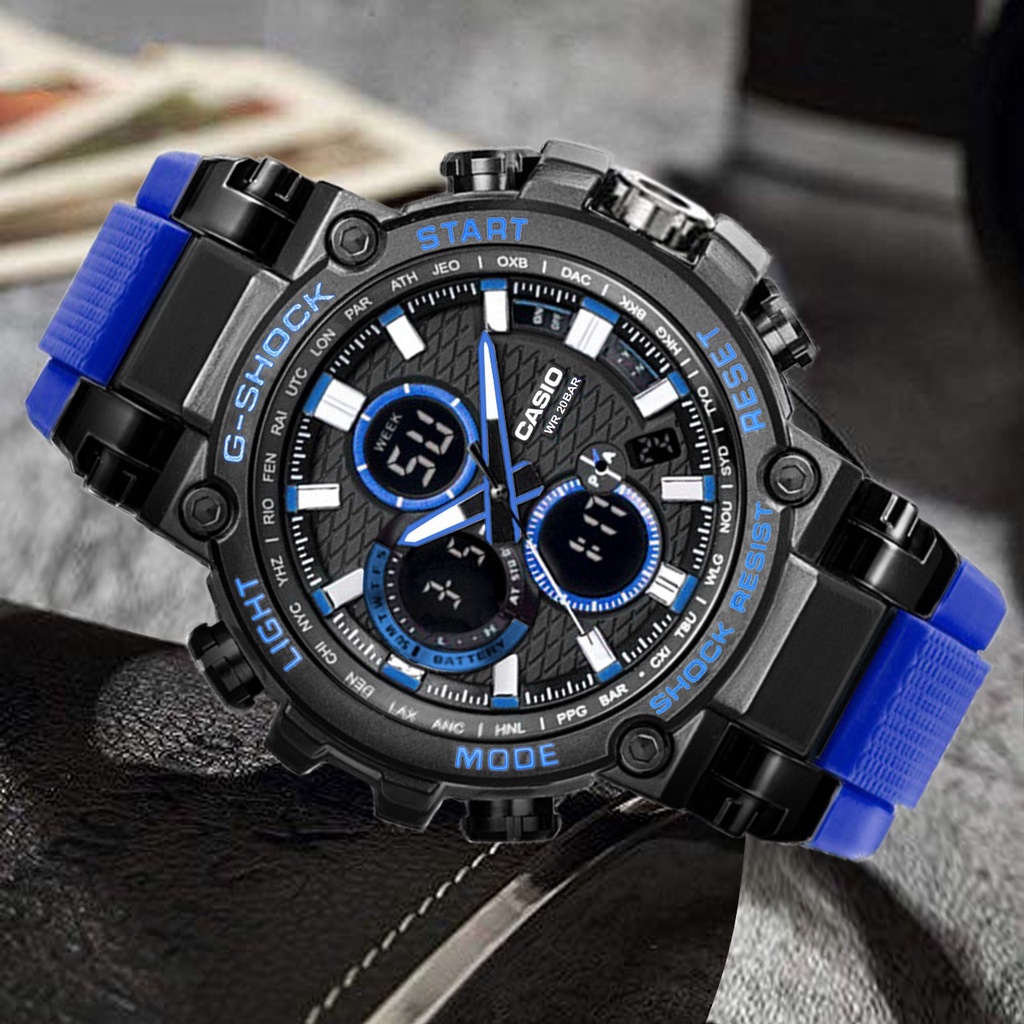 JAM TANGAN PRIA GSHOCK CASIO GST 100 b1000 ANALOG DIGITAL ANTI AIR