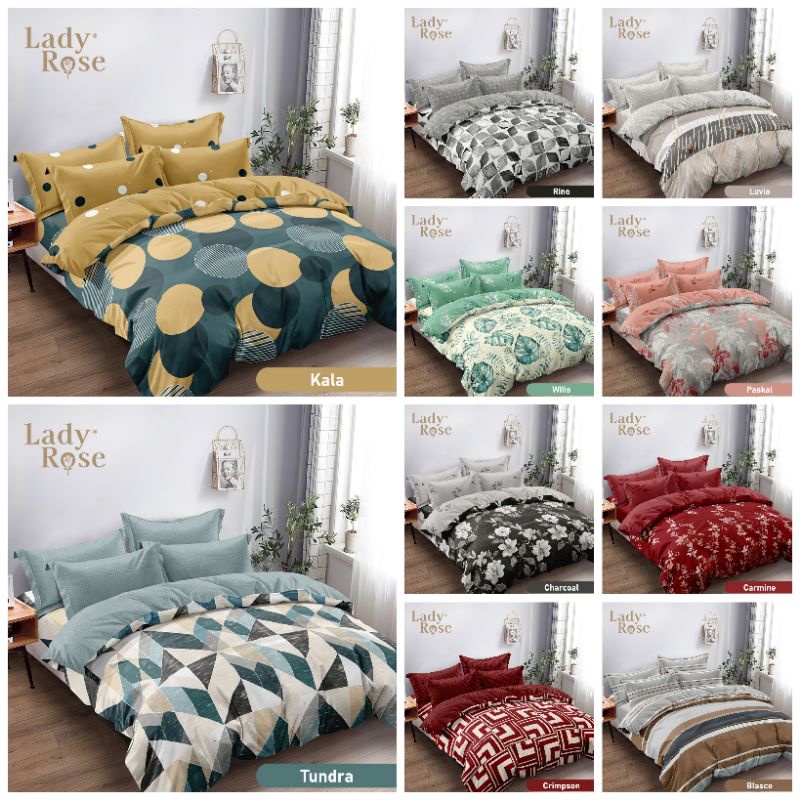 Bedcover Set Lady Rose Ladyrose King FLAT 180x200 cm 3D 3in1 Disperse Kualitas Premium