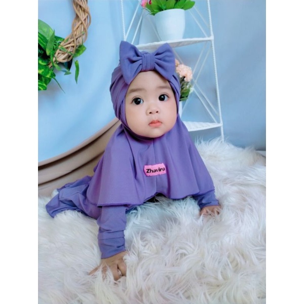 Oneset Setelan Gamis Polos Baju Muslim Anak Perempuan  By Zhavira