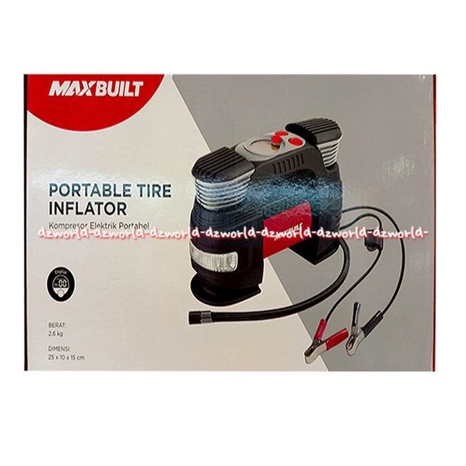 Maxbuilt Portable Tire Inflator Kompressor Electric Pompa Ban Mobil Digital Portable DC12v Dengan Lampu Senter Max Built Tire Pump