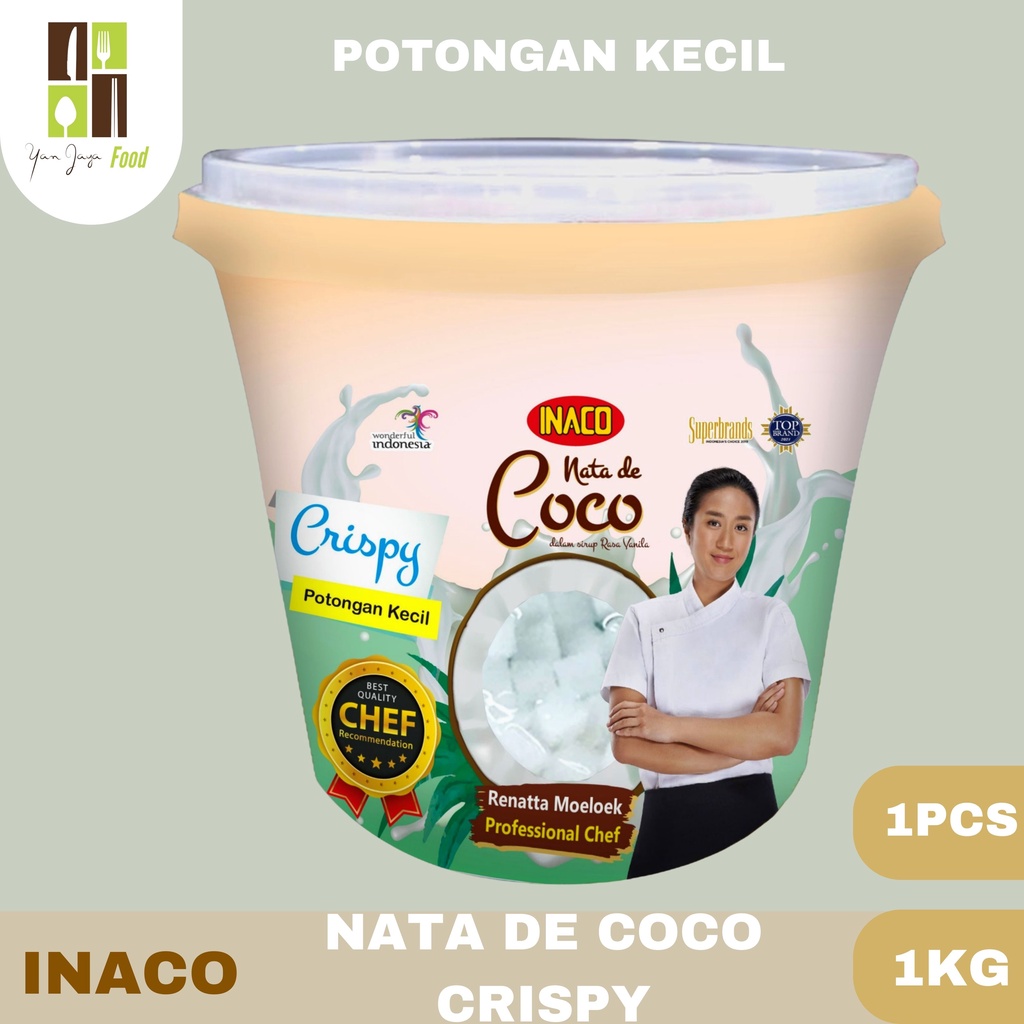 Inaco Nata De Coco Crispy Potongan Besar / Potongan Kecil  / Ember 1 Kg 1 PCS