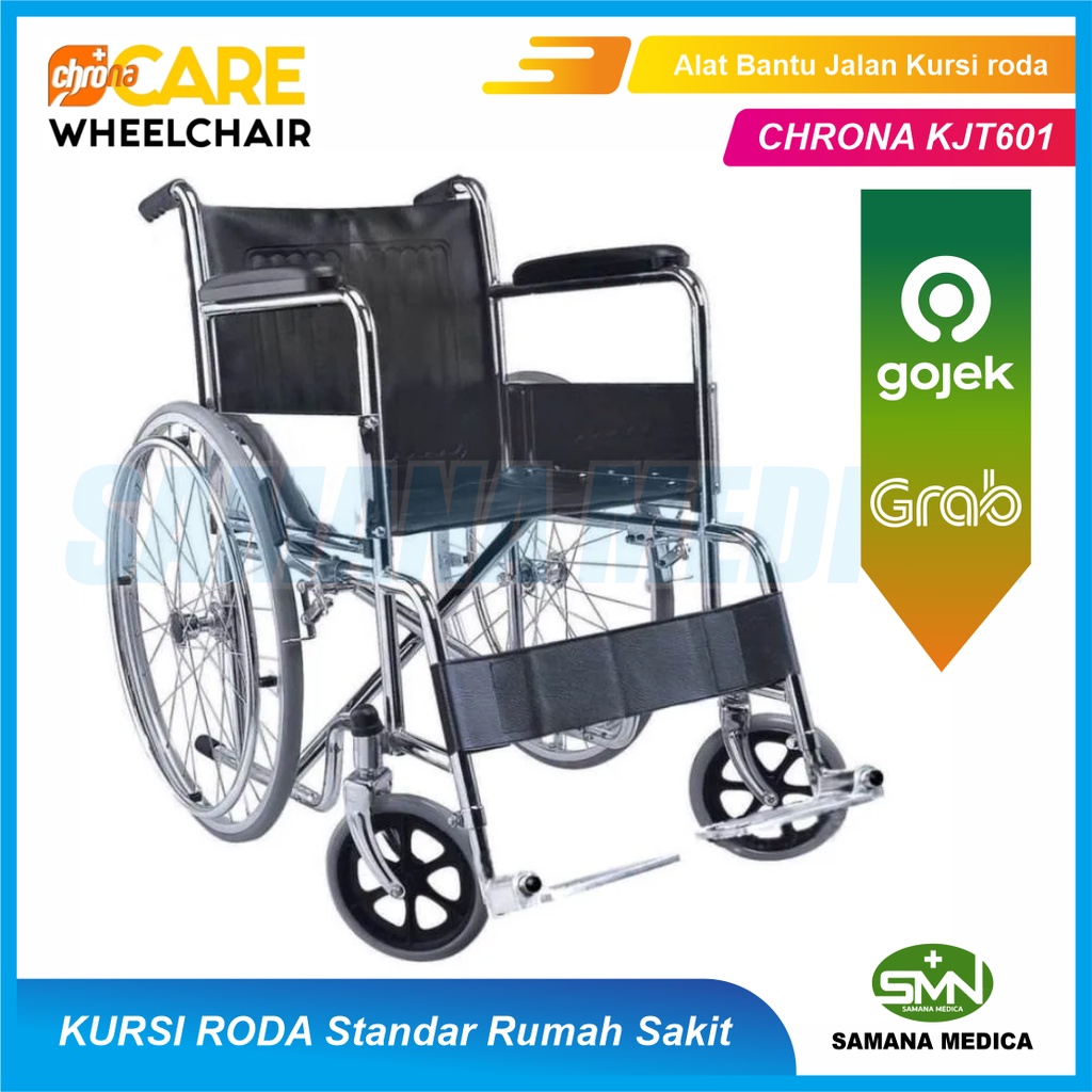 Khusus GOJEK dan GRAB Kursi Roda CHRONA Care KJT601 Alat Bantu Jalan Kursi roda Standar Rumah Sakit Tahan Air Ekonomis