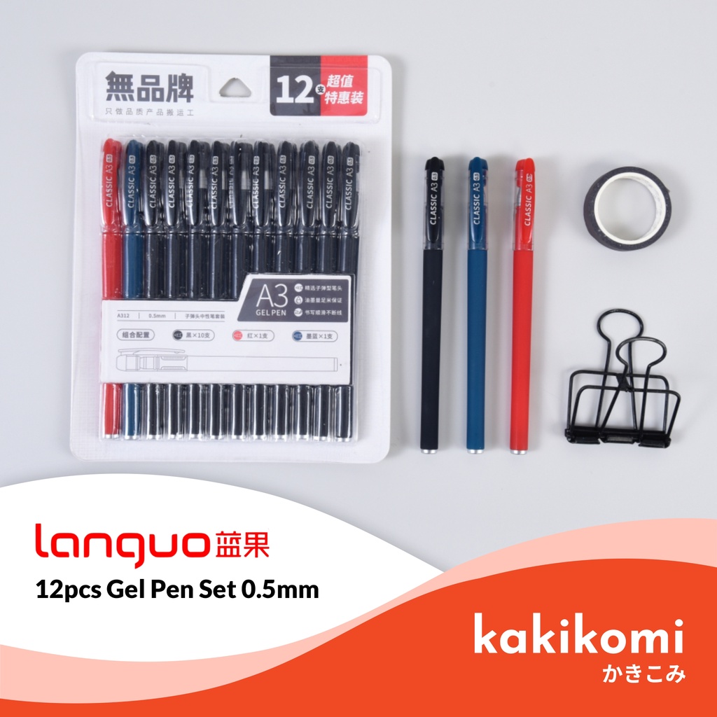 

Bulpoint Gel 0.5mm Languo Set 12pcs + Refill Pen Pulpen 1 Pack Murah Free Isi Bolpoin