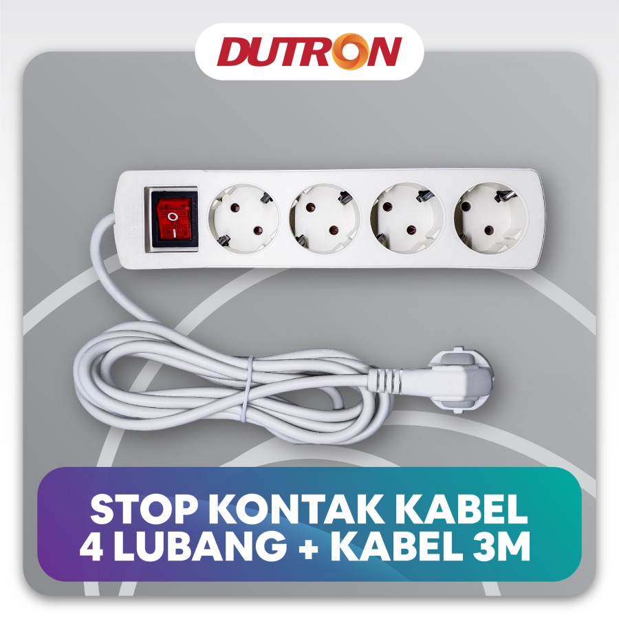 DUTRON Stop Kontak Saklar 4 Lubang + Kabel 3 meter DV-SKK-43