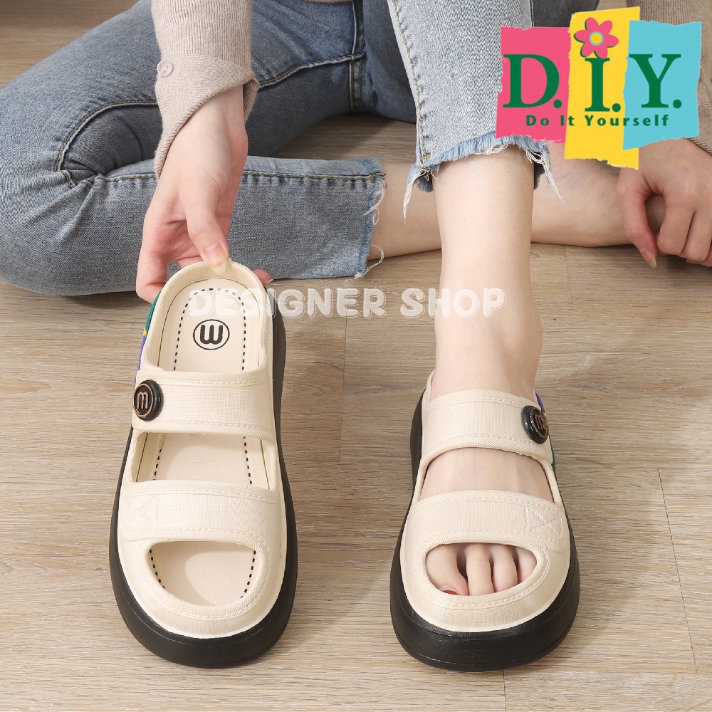 Sandal Wanita DIY VIRAL Kancing Ban Dua Terbaru 2023