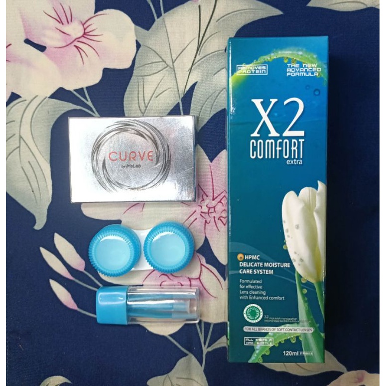 Paket Softlens Irislab Curve Normal Dia 14,4mm + Air Softlens X2 120ml + Pinset + Lenscase / Paket Softlens Lengkap