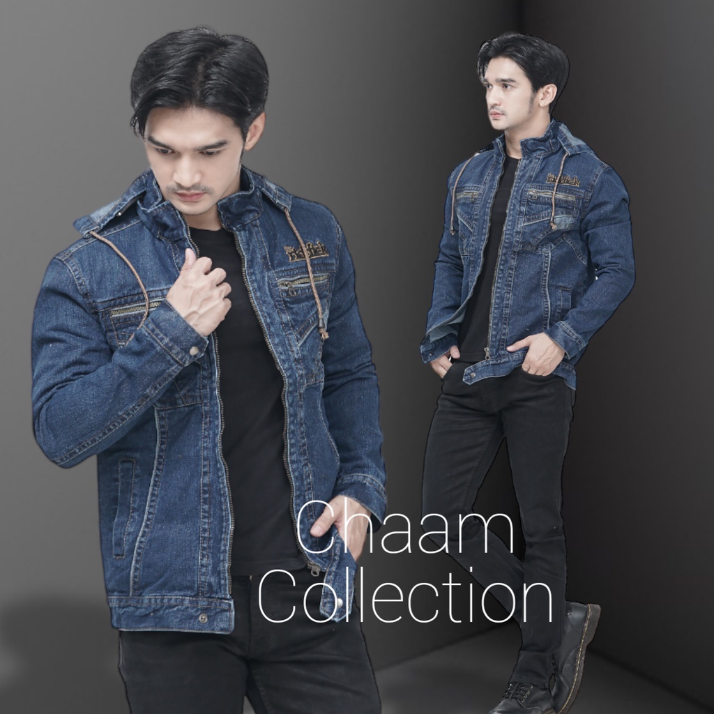 Jaket Jeans Premium|Jaket Jeans Jumbo Size M L XL dan XXL|Jaket Jeans Casual|Jaket Jeans Sleting Topi|Jaket Denim Kupluk|Jaket Kupluk Hitam