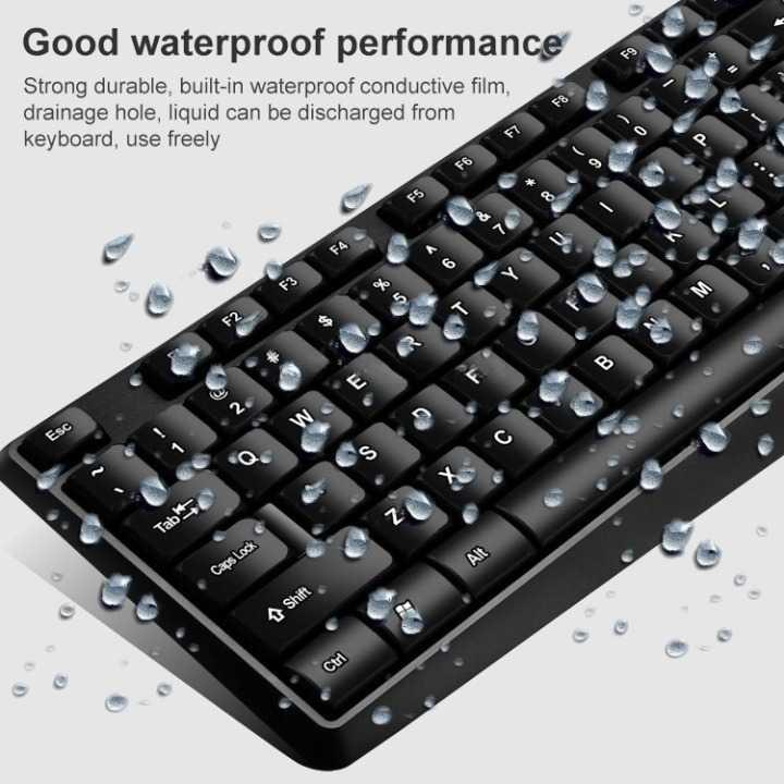 Set Keyboard Mouse Wired Universal Waterproof 1000 DPI - Q9B - Black