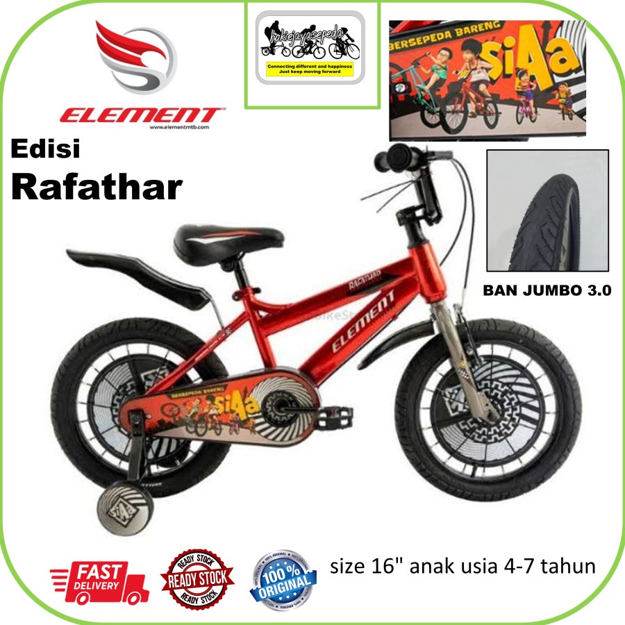 Sepeda BMX 16" Element Rafathar ban jumbo 3.0 Good quality