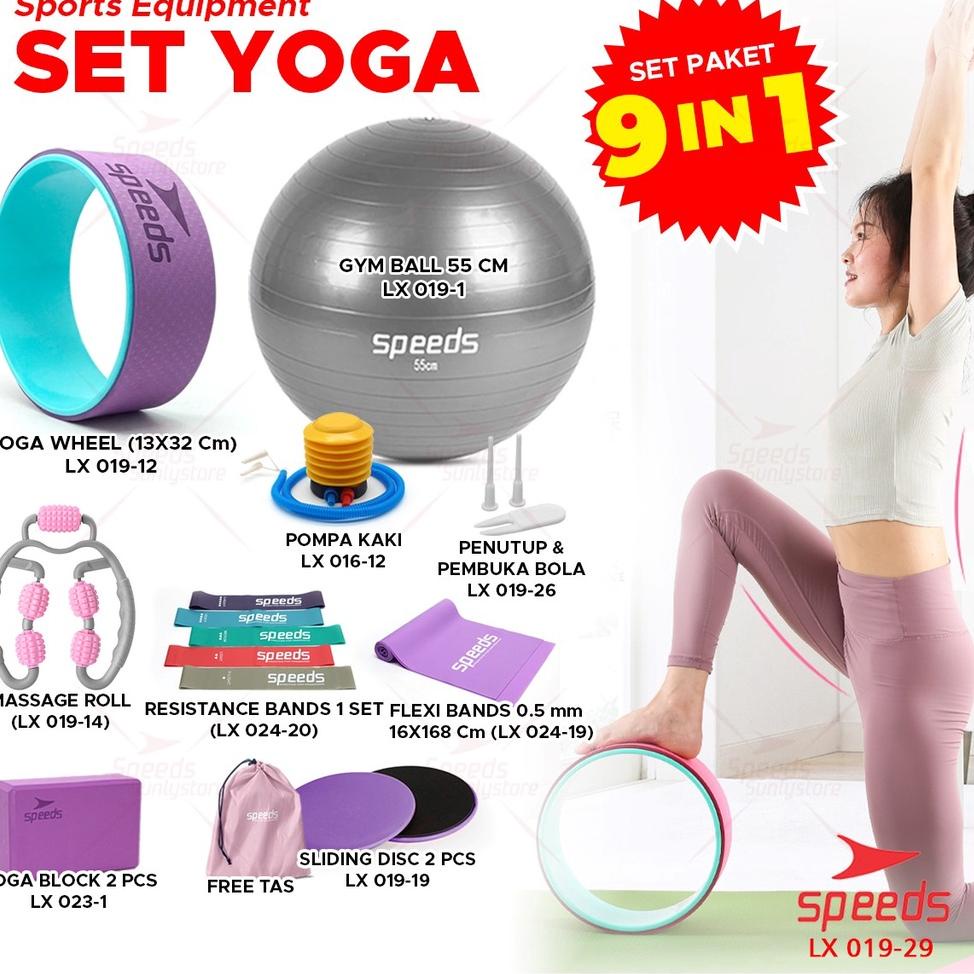 RECOMENDED SPEEDS Alat Yoga Set 9in1 Perlengkapan Yoga Fitness Gym Ball Yoga Ring Resistance Bands 0