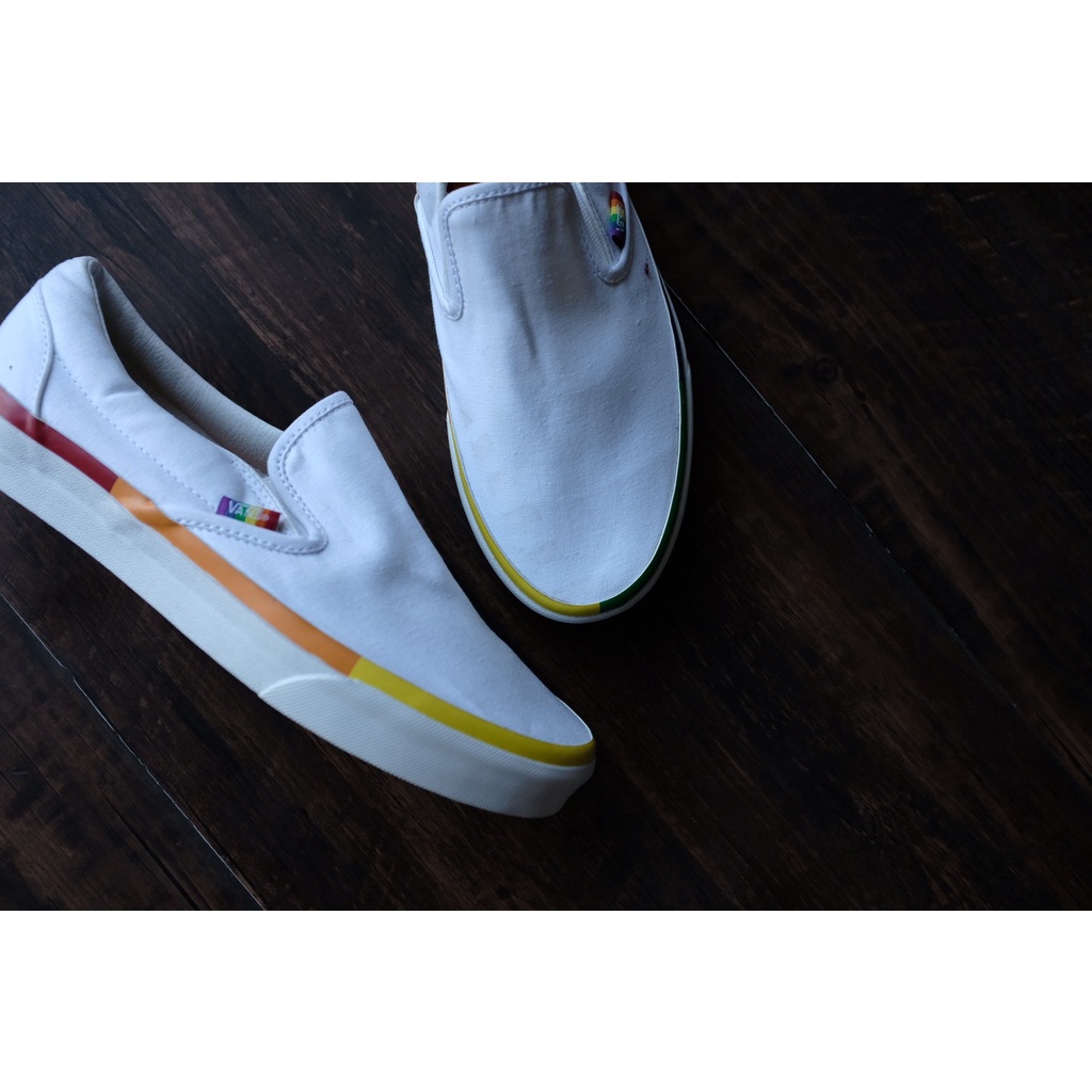 Vans Slip On True White Rainbow Bumper Original