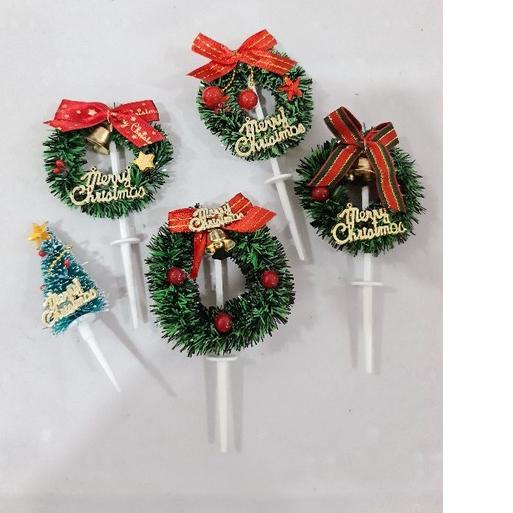 

➨ (10Pc) Cake Topper Natal Grass Wreath / Cemara. Hiasan Christmas ➮