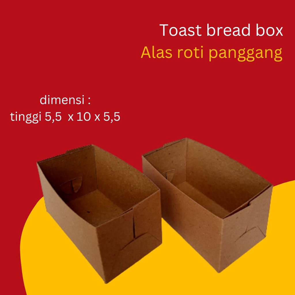 

Toast box kraft Janji Jiwa alas roti cromboloni (tinggi 5,5 x 10 x 5,5)