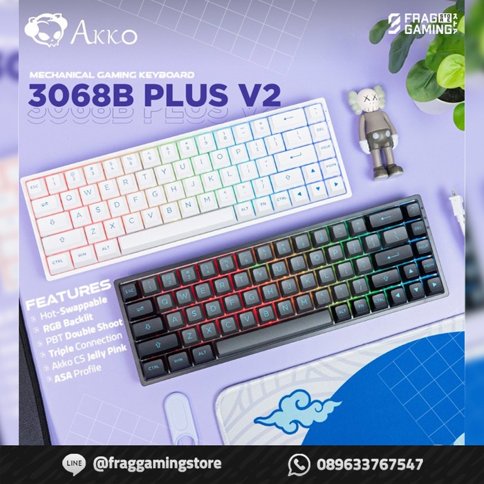 Best Seller Akko 3068B Plus V2 - Gaming Keyboard Blue On White Black Cyan