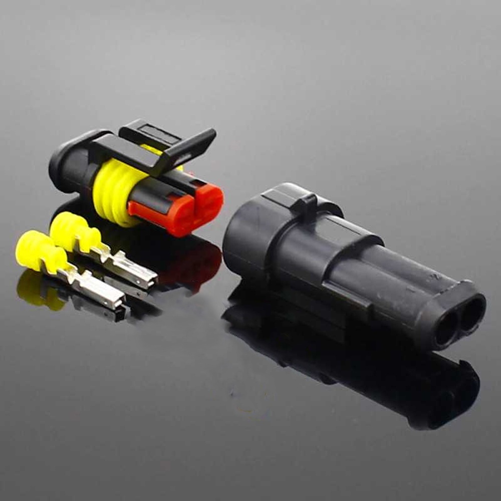 GUI8 Elecapital 2 Pin Way Amp Super Seal Waterproof Wire Connector Plug H182 Hitam ORi-I