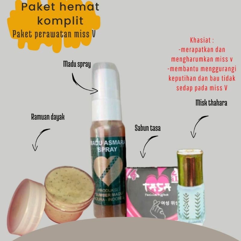 RAMUAN DAYAK+MADU SPRAY+ SABUN TASA+ MISK THAHARA/ PAKET HEMAT PERAWATAN MISS V/PERAPET MISS V/KEPUTIHAN/ PROMO HEMAT