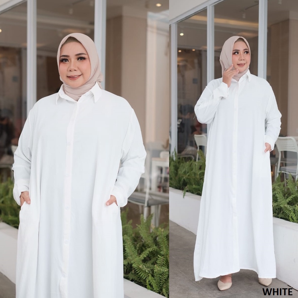 COD Mastani GAMIS JUMBO Fit XXXXL PUTIH Size LD 140 Bumil SYARI BUSUI ORI HALUS ADEM GEDE Motif POLO